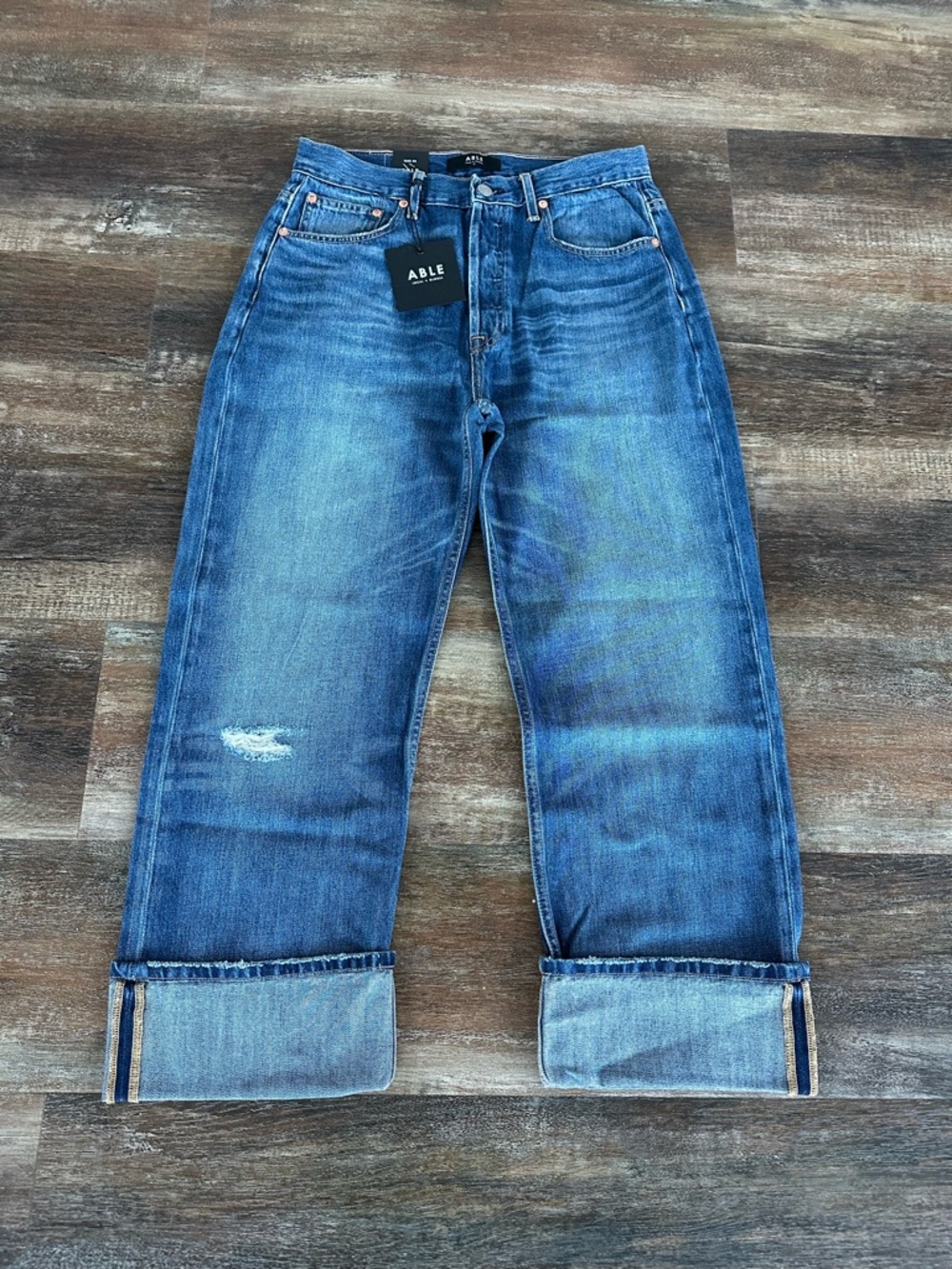 Able the Whitney Boyfriend Wide Straight Leg Jeans size 28